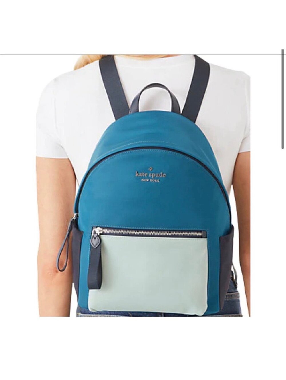 Kate Spade New York Chelsea Medium Backpack in a tricolor blue nylon [COPY]